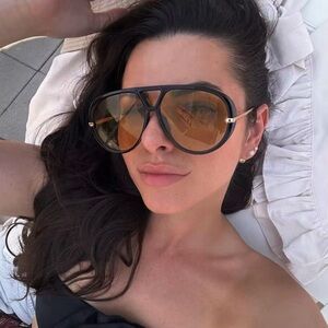 Luxury Brand Pilot  Women Celebrity Designer Sunglasses Kardashian Brown Lens